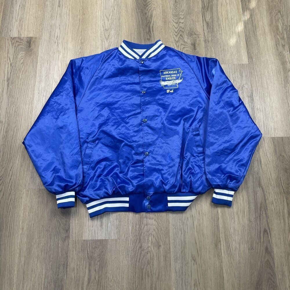 Vintage Jacket Mens XL Arkansas Fraternal Order of Eagles Satin Y2K Westark